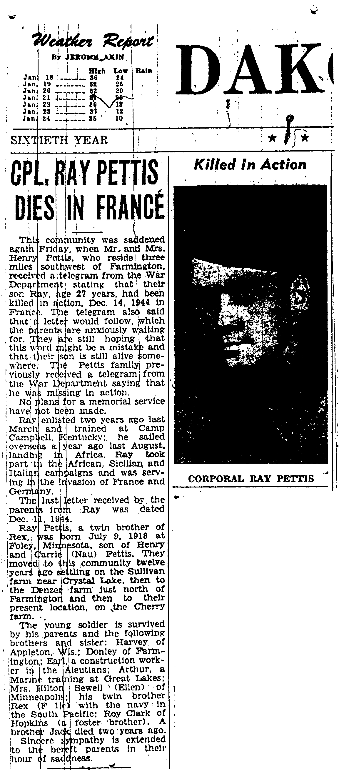 ARMY CPL. RAY A. PETTIS